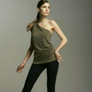 EUC* DVF~ Khaki Green Silk "Hava" One Shoulder Top